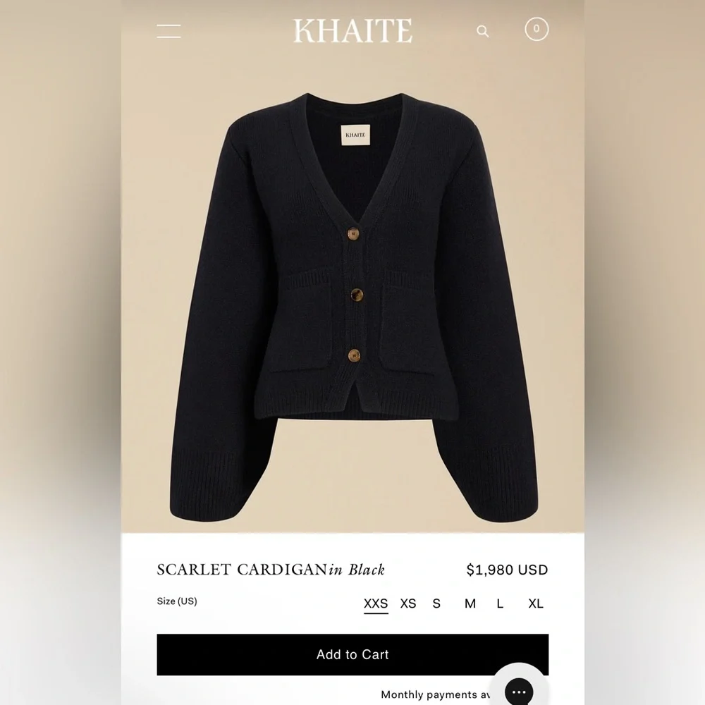 Khaite Scarlet Cashmere Cardigan (Size M, Black) - Picture 4 of 7